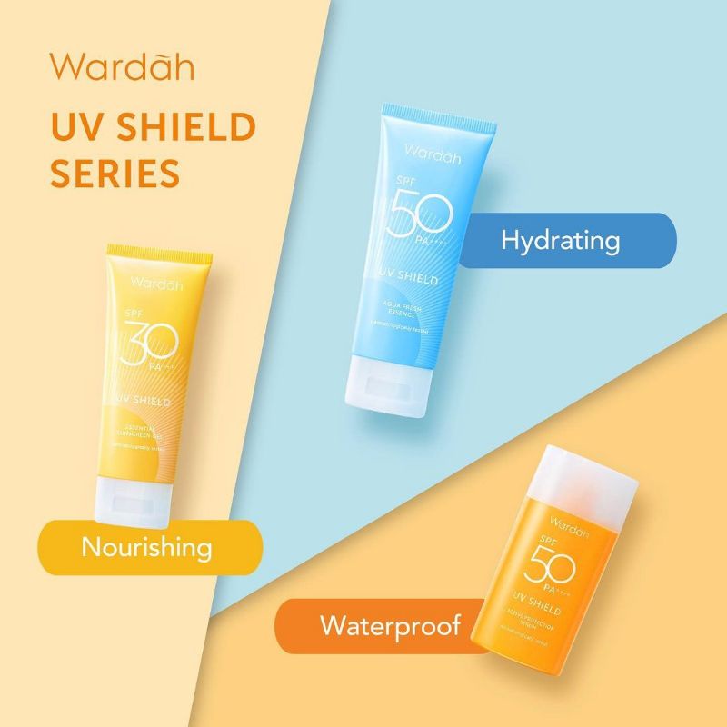 Wardah UV Shield [BPOM] Sunscreen Essential Gel SPF 30 | Aqua Fresh Essence SPF 50 Sunblock Tabir Surya