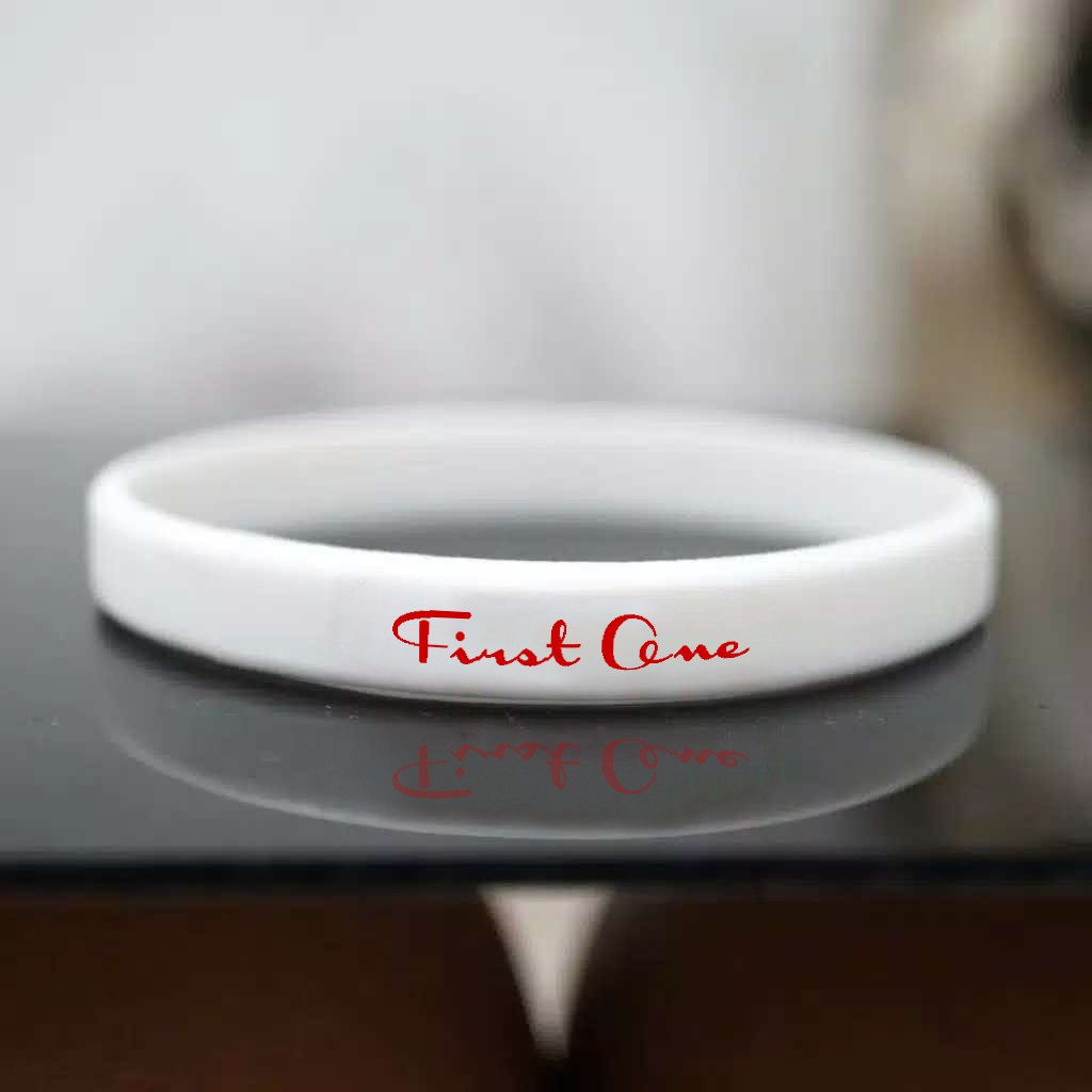 BRACELET FIRST ONE GELANG TANGAN PRIA - GELANG KARET SPORT ORIGINAL WHITE LIST RED F1