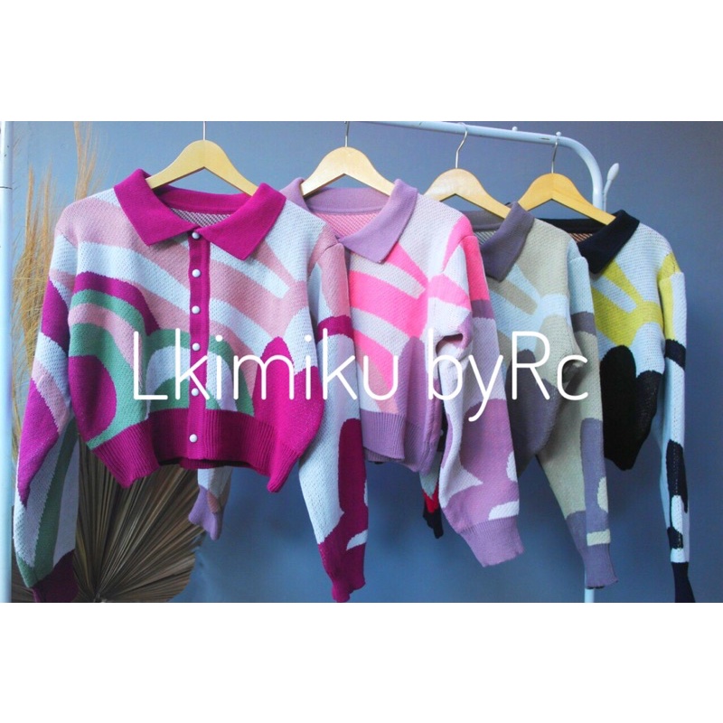 SWEATER CROP RAINBOW CARDIGAN RAINBOW