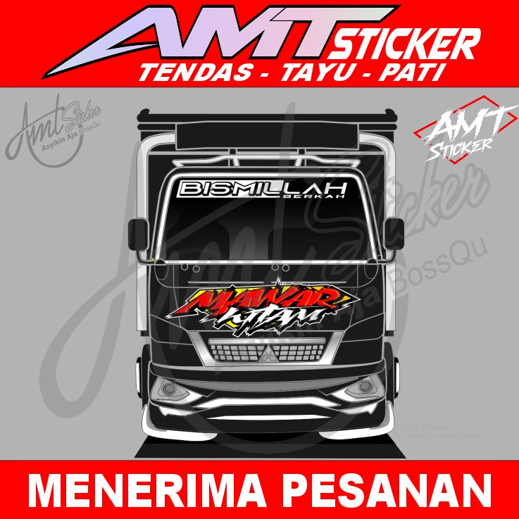 Stiker Decal Tulisan Dada Depan Truk Canter