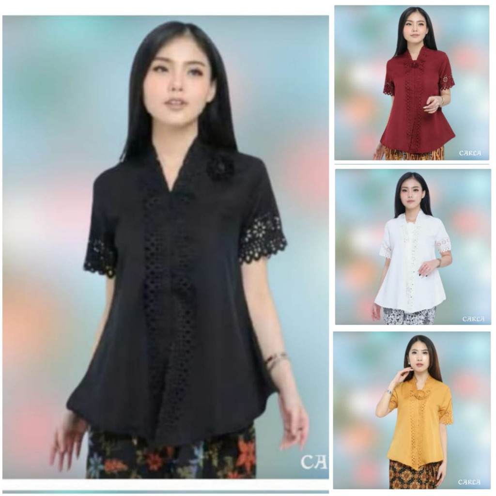 Promo Kebaya Encim Modern Laser Carca Lengan Pendek Cut Good Qualiti