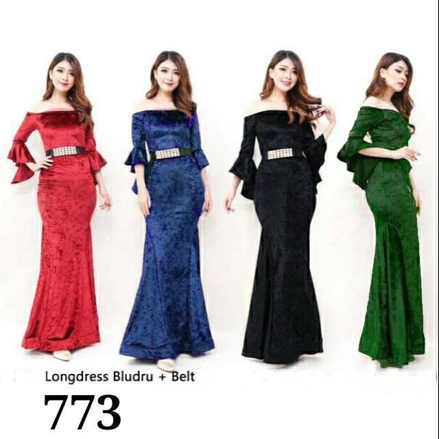 Long Dress 773 Bludru + Belt