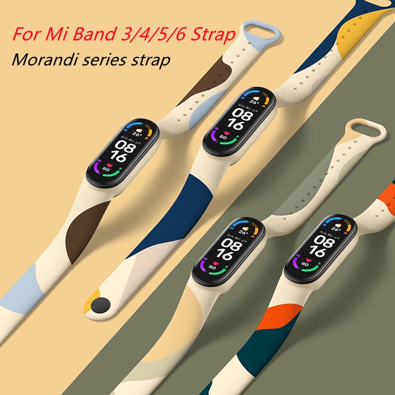 Tali✅Xiaomi Mi Morandi Strap For Band 6 5 4 3 Strap Replacement Color Silicone Wristband TPU Strap for Xiaomi MiBand 6 5 4 3 Strap