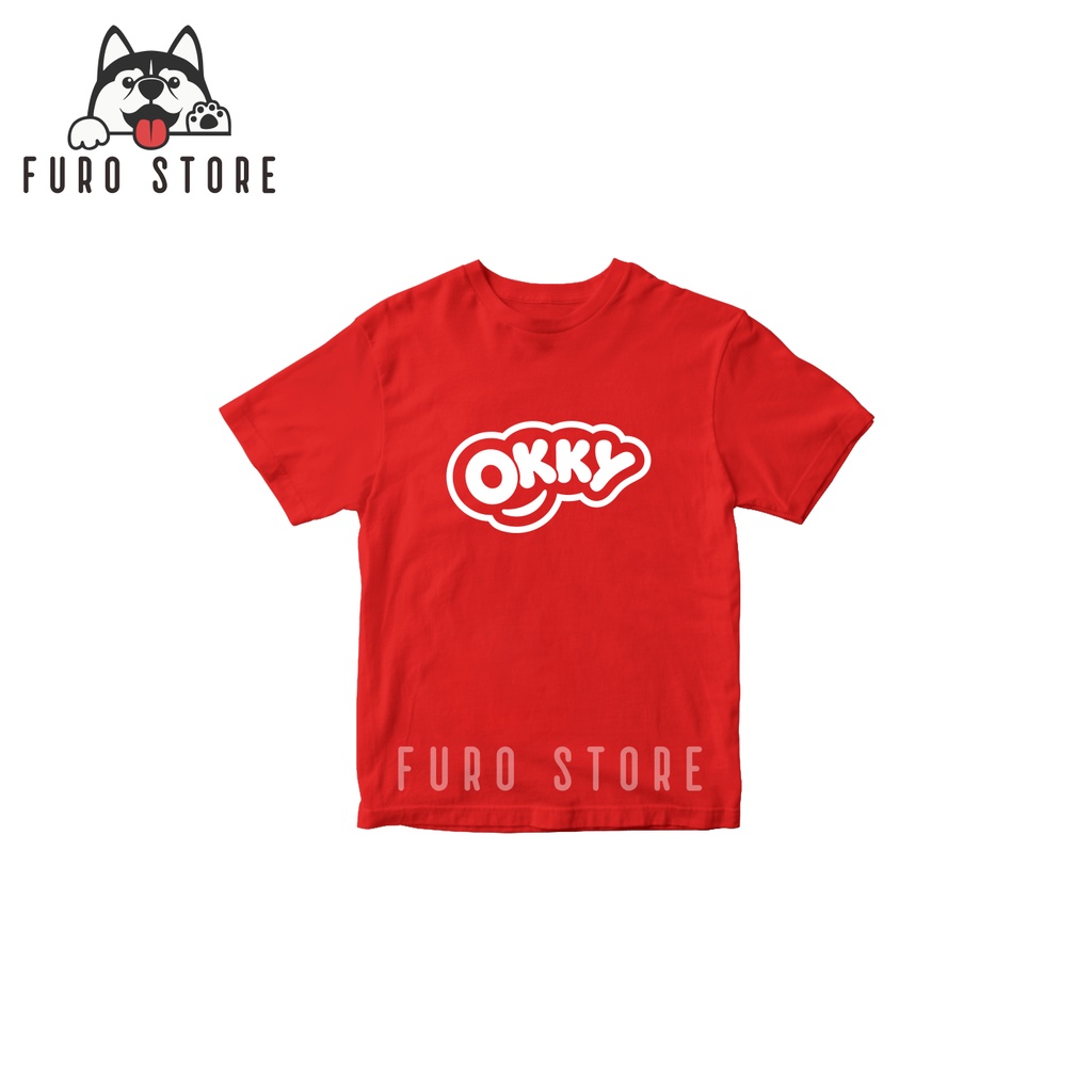 Furo Store Kaos Anak OKKY BOY Viral Lengan Pendek Bahan Katun Combed 30s Warna Merah