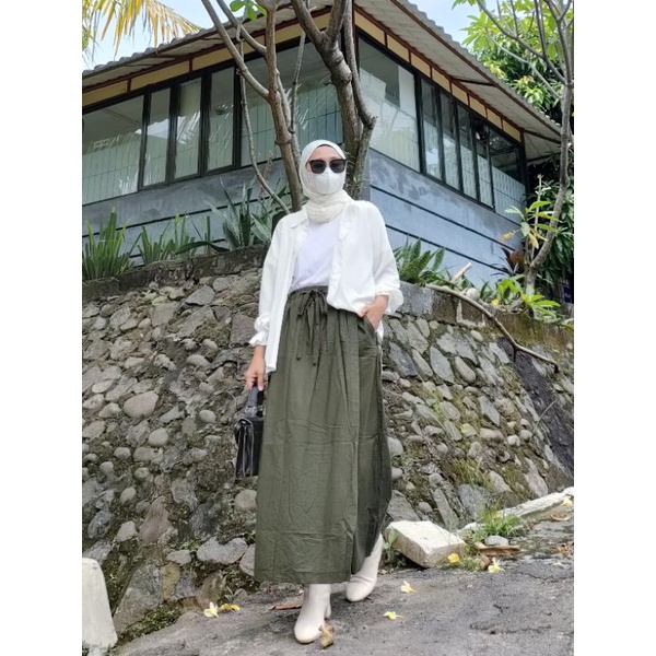 Aliana Kulot - cleona 2in1 celana bahan linen rami