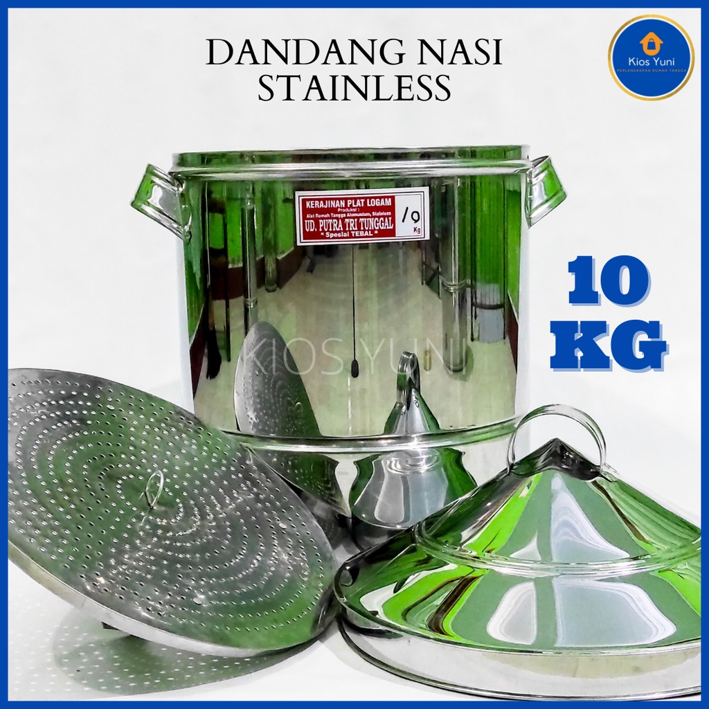 Dandang Nasi Stainless 10 Kg / Dandang Kukusan / Dandang Besar / Panci Kukus / Soblok Nasi