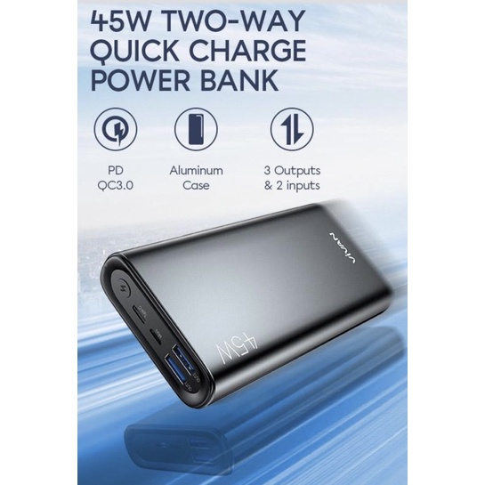 POWERBANK VIVAN 20000mAh 45W 3 OUTPUTS 2 INPUTS FAST CHARGING