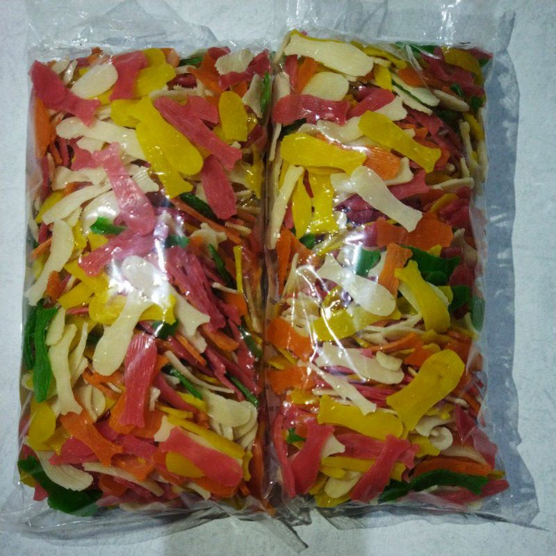 

Kerupuk bentuk Ikan warna-warni 250g (mentah)