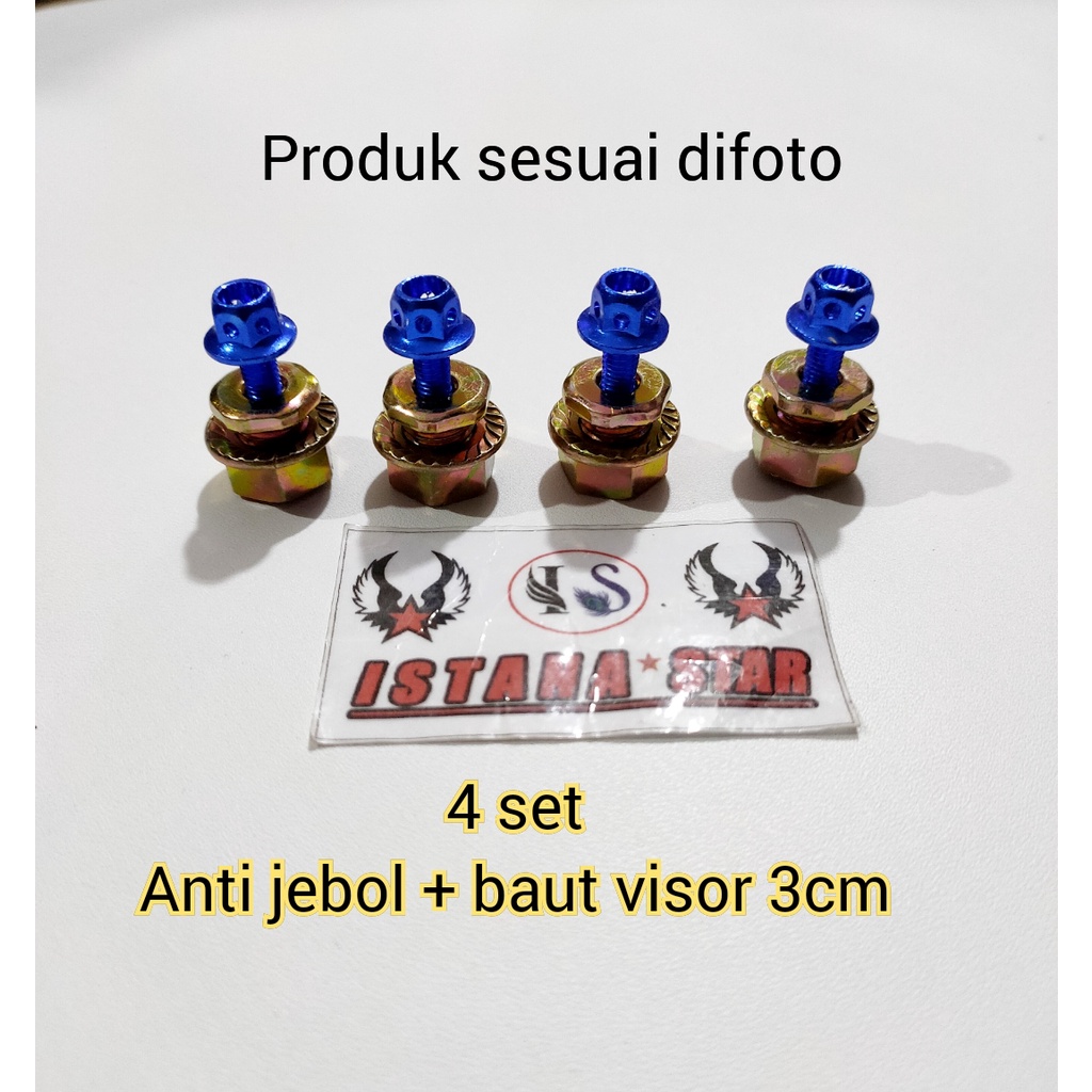 baut anti jebol 4biji + baut probot 4 biji BIRU buat visor nmax dan lexy dijaminkan kuat