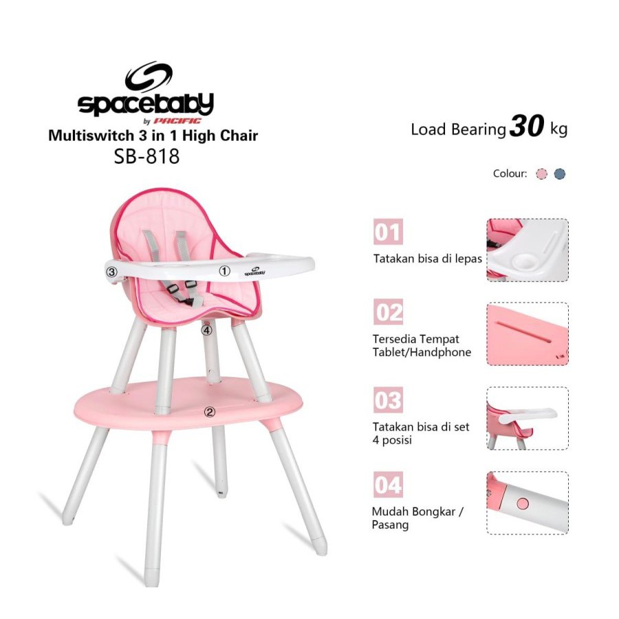 Space Baby SB-818 Multi Switch 3in1 High Chair Kursi Makan Bayi