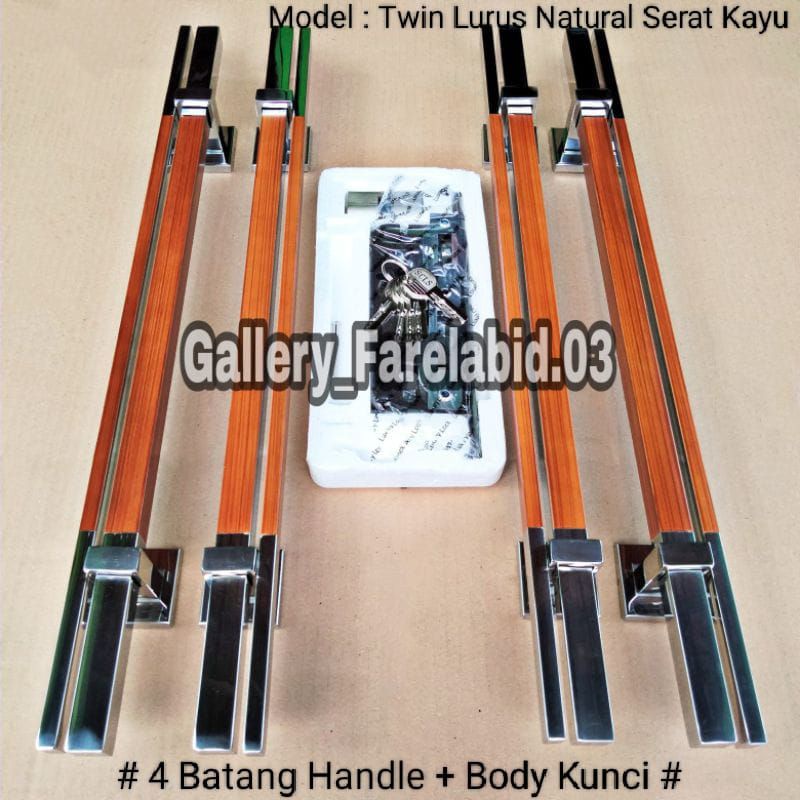 1 Meter Handle Pintu Rumah Stainless Steel 100 Cm Full Set Body Kunci Gagang Pintu Rumah Modern Set Bodi Pelor Pegangan Pintu Kupu Tarung Tarikan Pintu Rumah Utama Minimalis