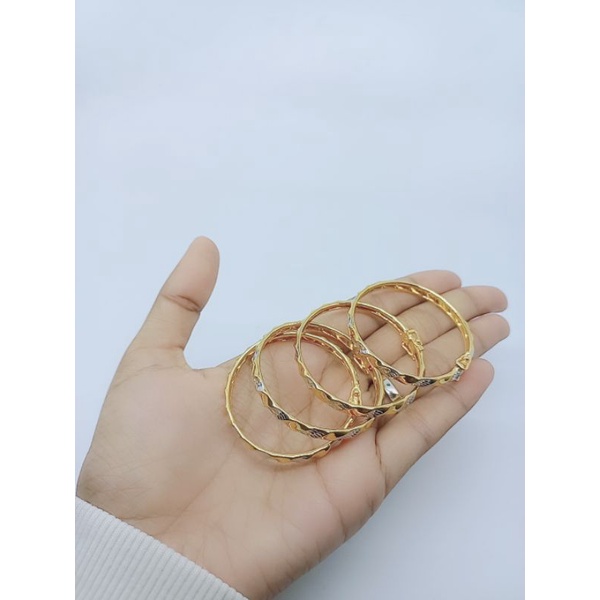 gelang bangle lilit anak kombinasi warna/ gelang perak asli silver 925 lapis emas/ gelang fashion