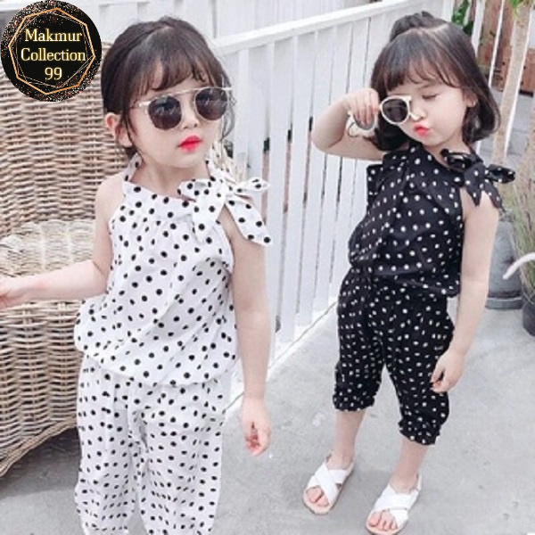 Stelan Anak Perempuan Tali Pundak 1-4 Tahun Kekinian/ Set Sabrina Kids Matt Wool Peach