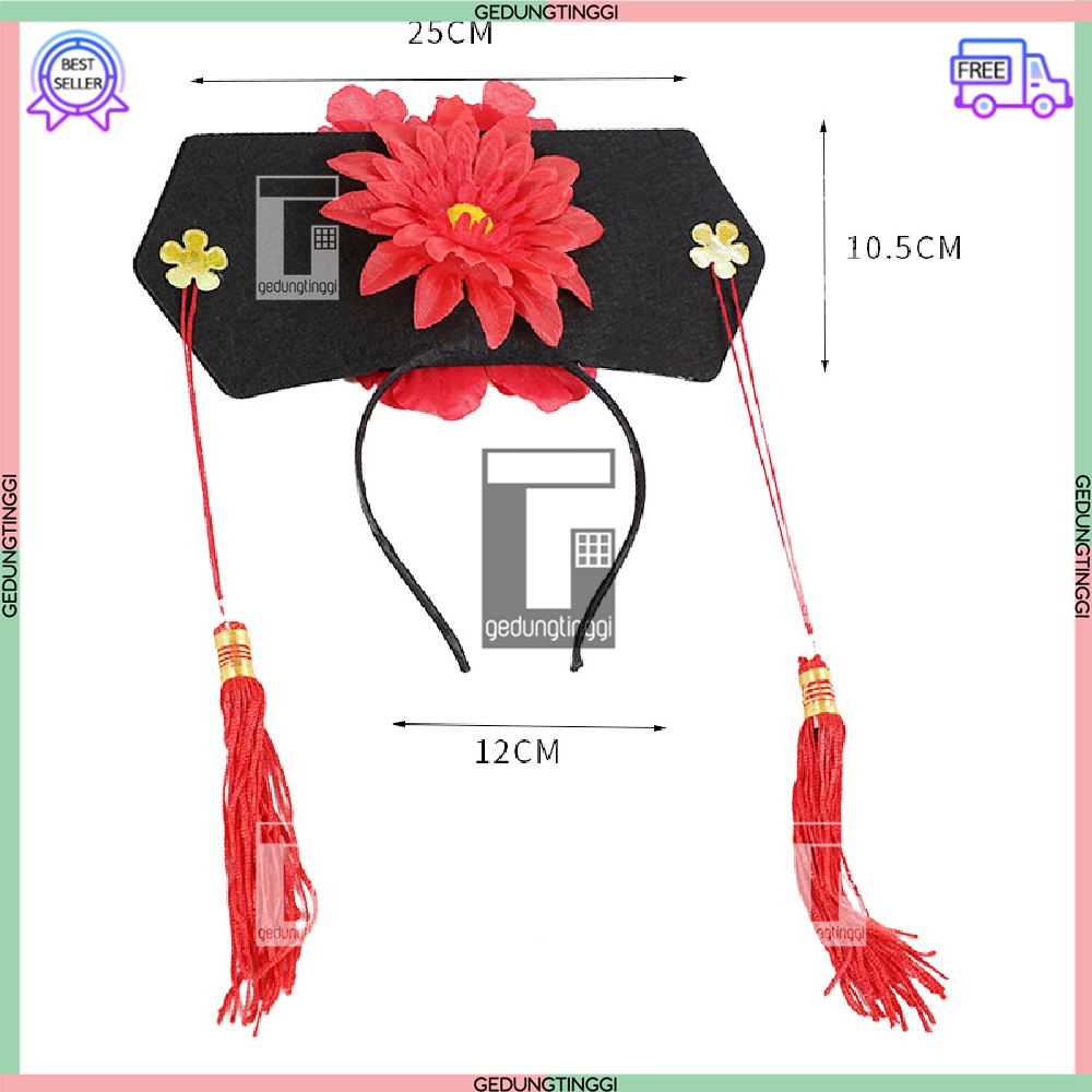 Bando Bandana Headband Cheongsam Congsam Kain Putri Huan Zhu Huanzhu Huanzu Pita Aksesoris Asesoris Fashion Rambut Model Imlek Cny Sincia Tahun Baru Cina China Korea Jepang Shio Kelinci 2023 Ukuran Size Anak Dewasa Bolak Balik 2 Dua Sisi Murah Kecil Besar