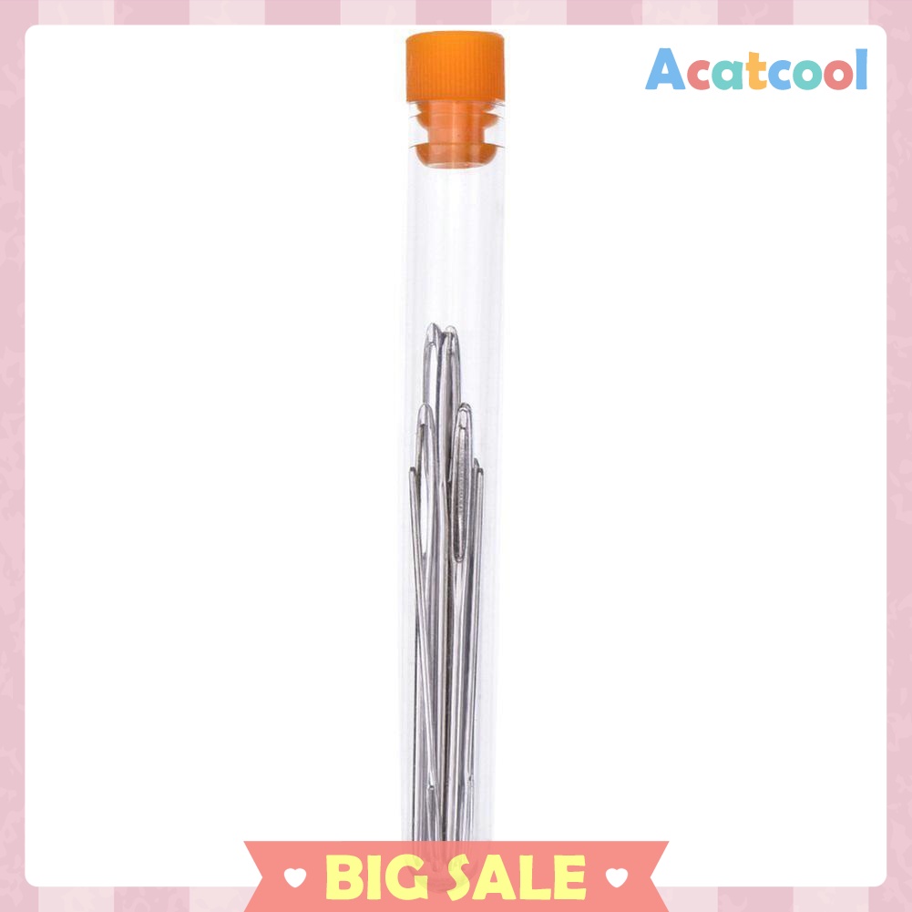 9pcs Large Eye Metal Needles Cross Stitch Knitting Crochet Hook Set Kit