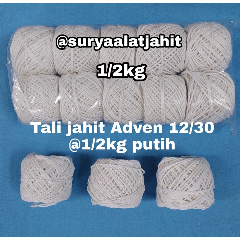 Tali jahit Adven 12/30 @1/2kg putih =rp.27.000/1pak 10cones