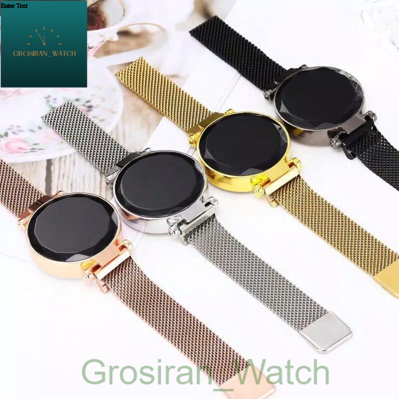 Jam Tangan Wanita Korea Sport LED Bulat Digital Strap Magnet [G_W]