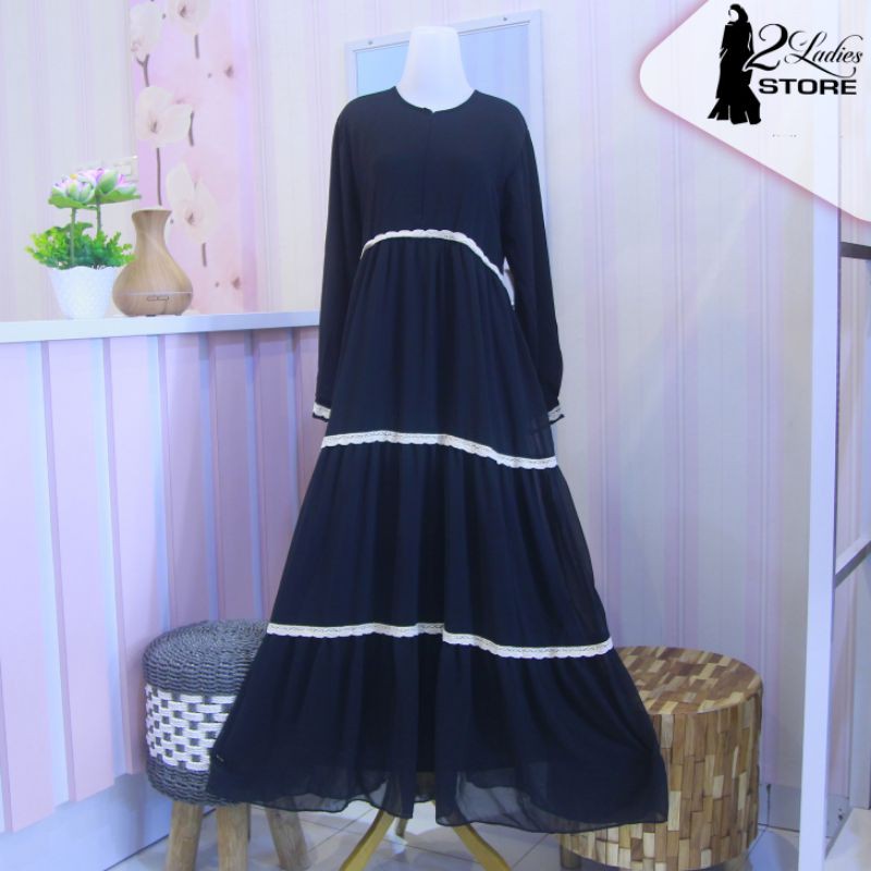 gamis hitam ceruty polos canda
