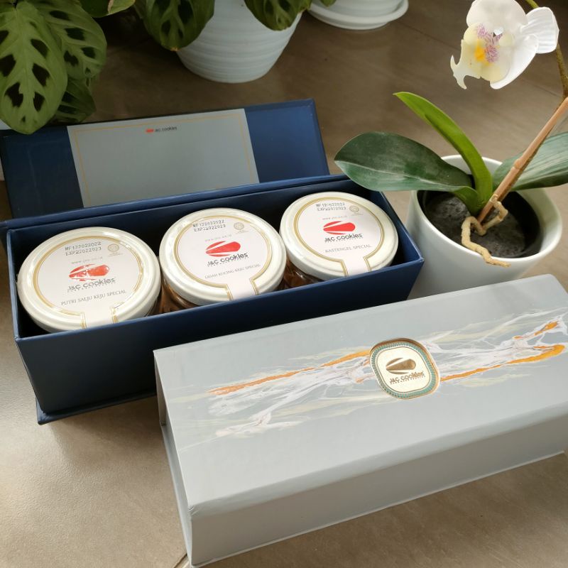 KHUSUS GOJEK - HAMPERS MARBLE 3 TOPLES KACA SPECIAL JNC COOKIES