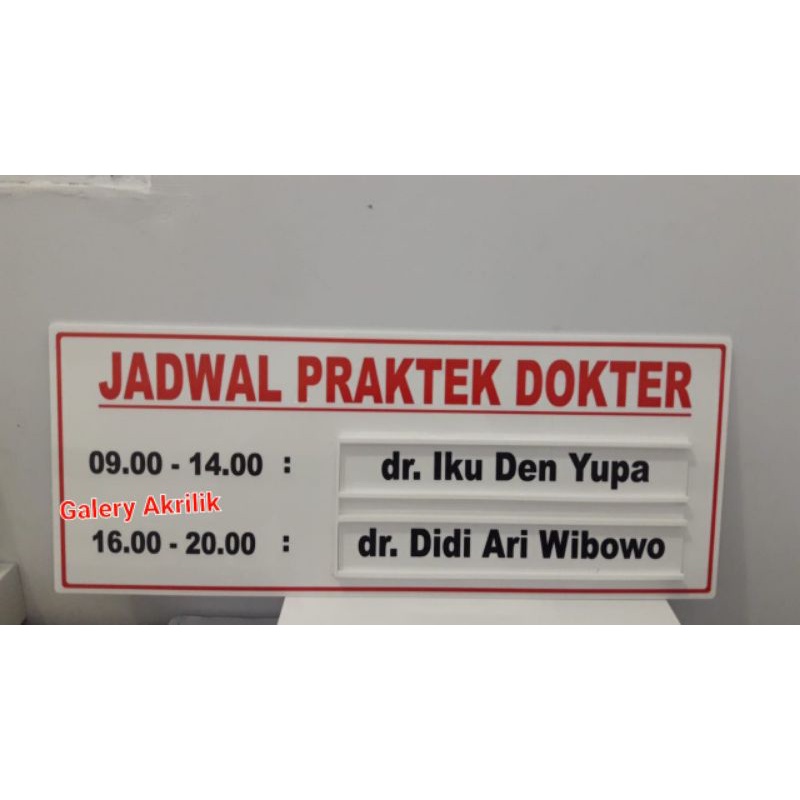 Jual Sign Label Sign Board Acrylic Papan Nama Jadwal Praktek Dokter Bidan Shopee Indonesia