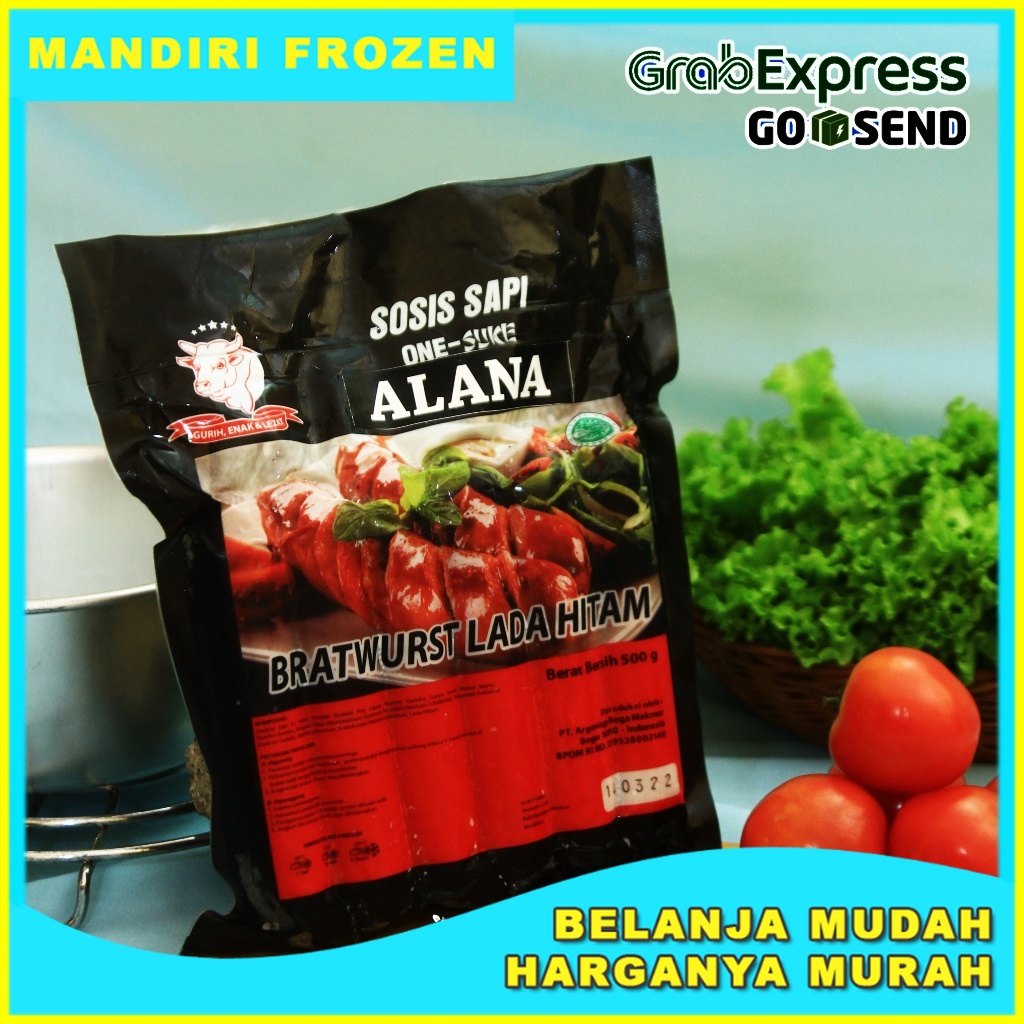 

ALANA Sosis Sapi Bratwurst Long Lada Hitam 6s 500gr