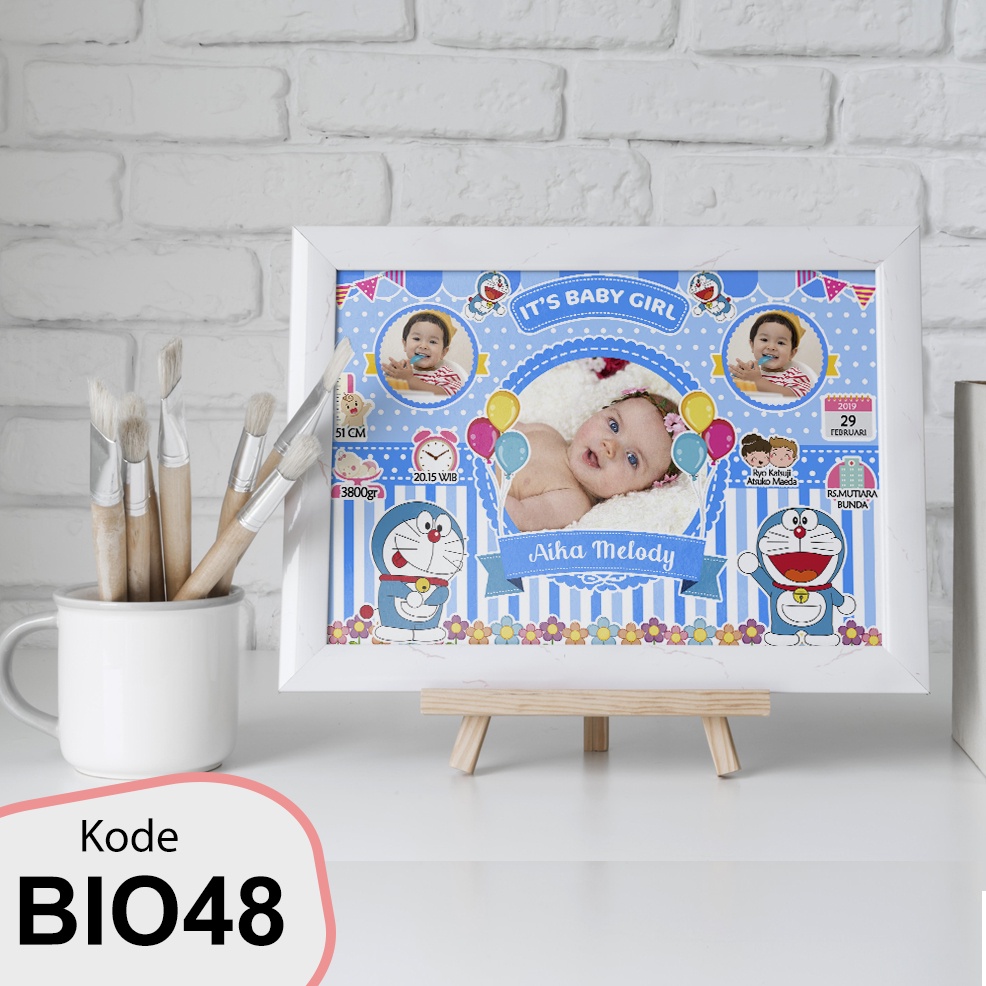 IS4 CETAK BIODATA KELAHIRAN BAYI BINGKAI MDF FIGURA 20X30 BIO BABY CUSTOM ISLAMI