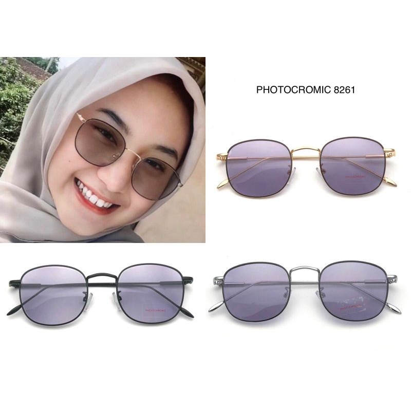 Kacamata Photocromic Frame Gagang Besi Pria Wanita 8261