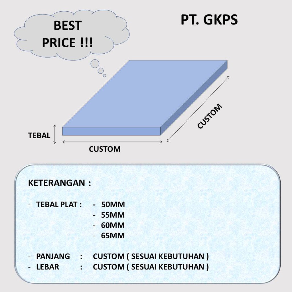 besi plat potongan t 55mm x custom
