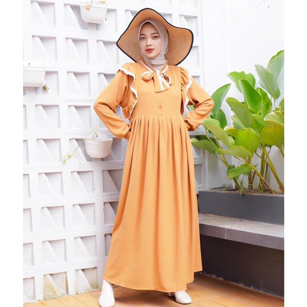 Gizka Dress gamis premium bahan airflow crincle deodora rayon wanita