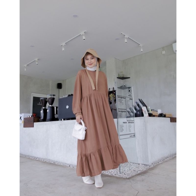 Diora Midi Dress Korea - Midi Dress Rayon Twill - Dress Busui