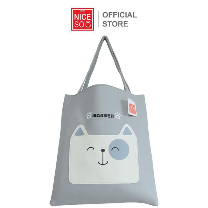 Promo tas tote bag remaja wanita>> Tas Wanita NICESO Official Tote Bag AT-6 - CAT GREEN