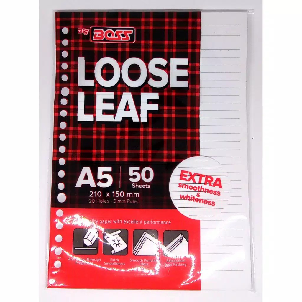 

Kertas Isi Binder Loose Leaf Garis Big Boss A5 - 50 Lembar