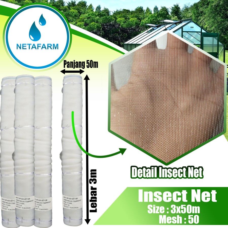 Insect Net Putih Jaring Serangga Insectnet mesh 50 3x50mtr - 1 Roll