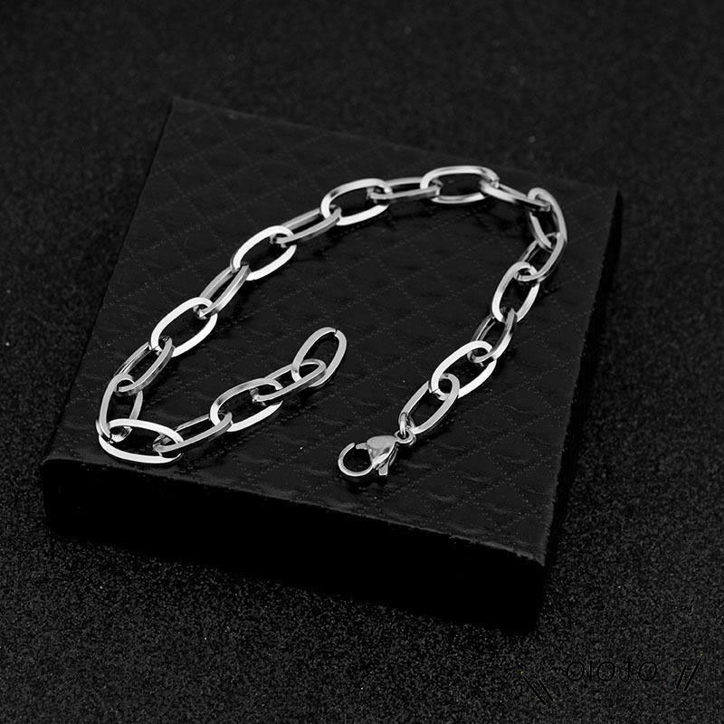 Gelang Rantai Tunggal Ceruk Sederhana Gelang Stainless Steel Pasangan Unisex - ol