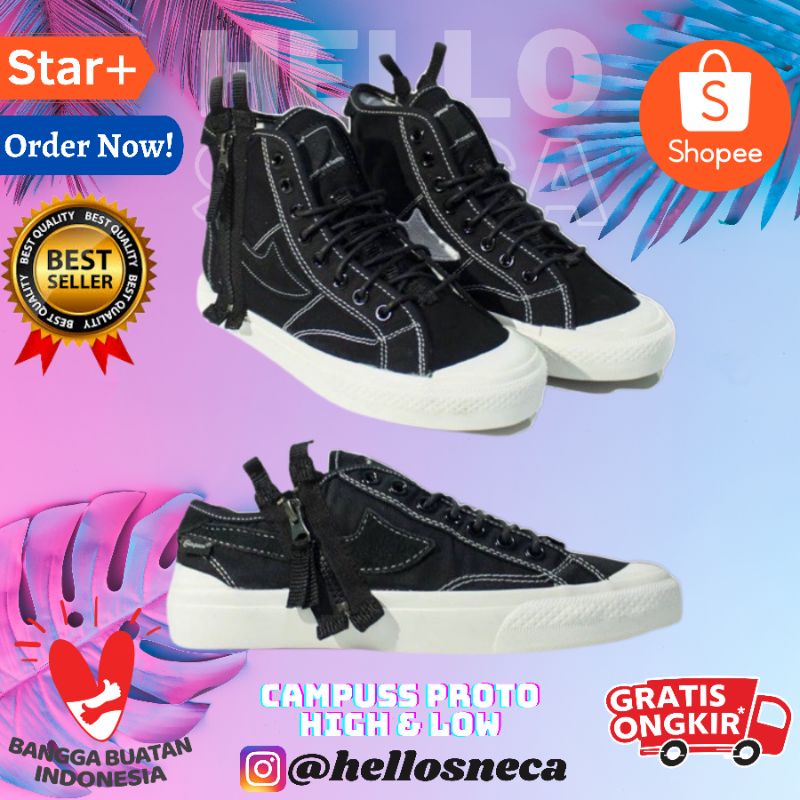 Sepatu Campuss Proto "PROXZEL" Cut Black White High Low Sneakers Vulcan not Sepatu Compass proto
