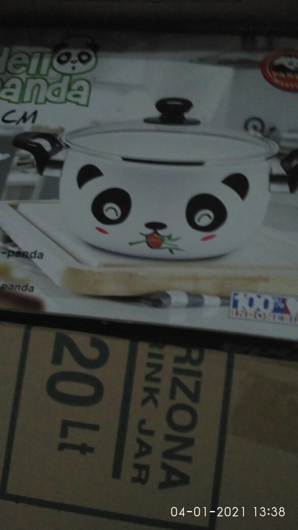 Panci Enamel 22cm Tutup Kaca Hello Panda Maspion