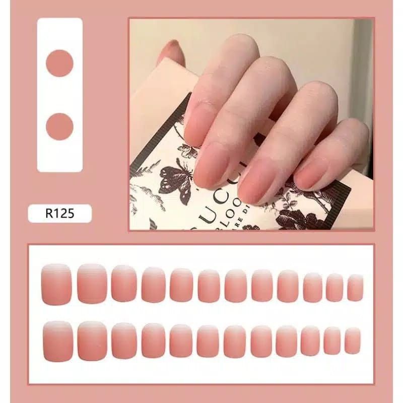 (24 pcs) Kuku Palsu 3d / Fake Nail Art dan Lem