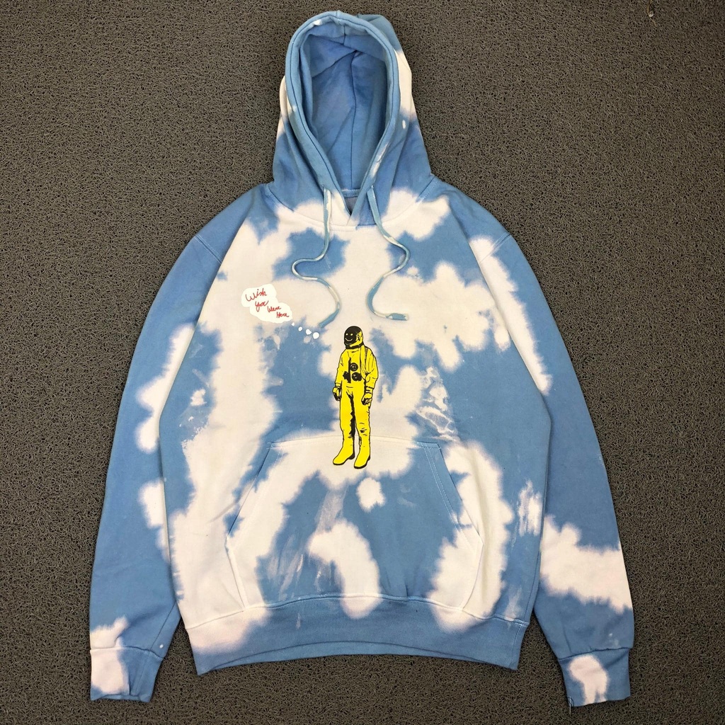 Travis Scott Astroworld Tour Sky Blue Washed Tie Dye Hoodie Sweatshirt