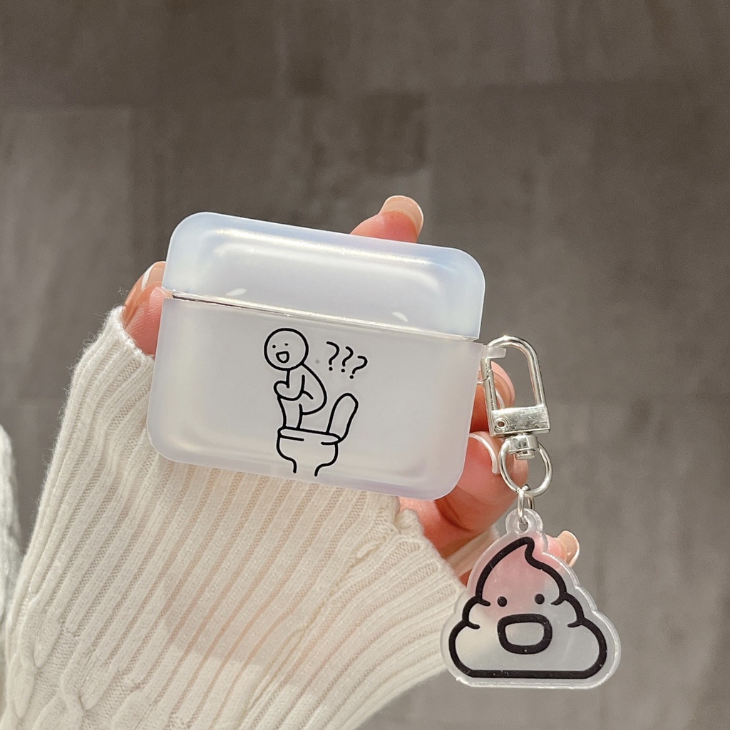 Spoof Doodle Wireless Bluetooth Earphone Soft Matte Case Cover Untuk Airpods1 2 3 PRO 2 PRO2 Pelindung Tahan Guncangan Dengan Liontin