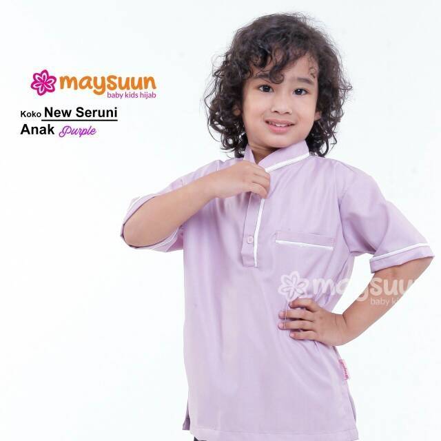Koko Anak Polos Adem SERUNI UNGU by Maysuun Baby Kids Hijab
