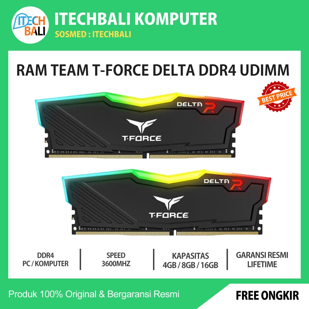 RAM PC TEAM DELTA RGB Udimm DDR4 16GB ( 2 x8GB ) 3600MHZ