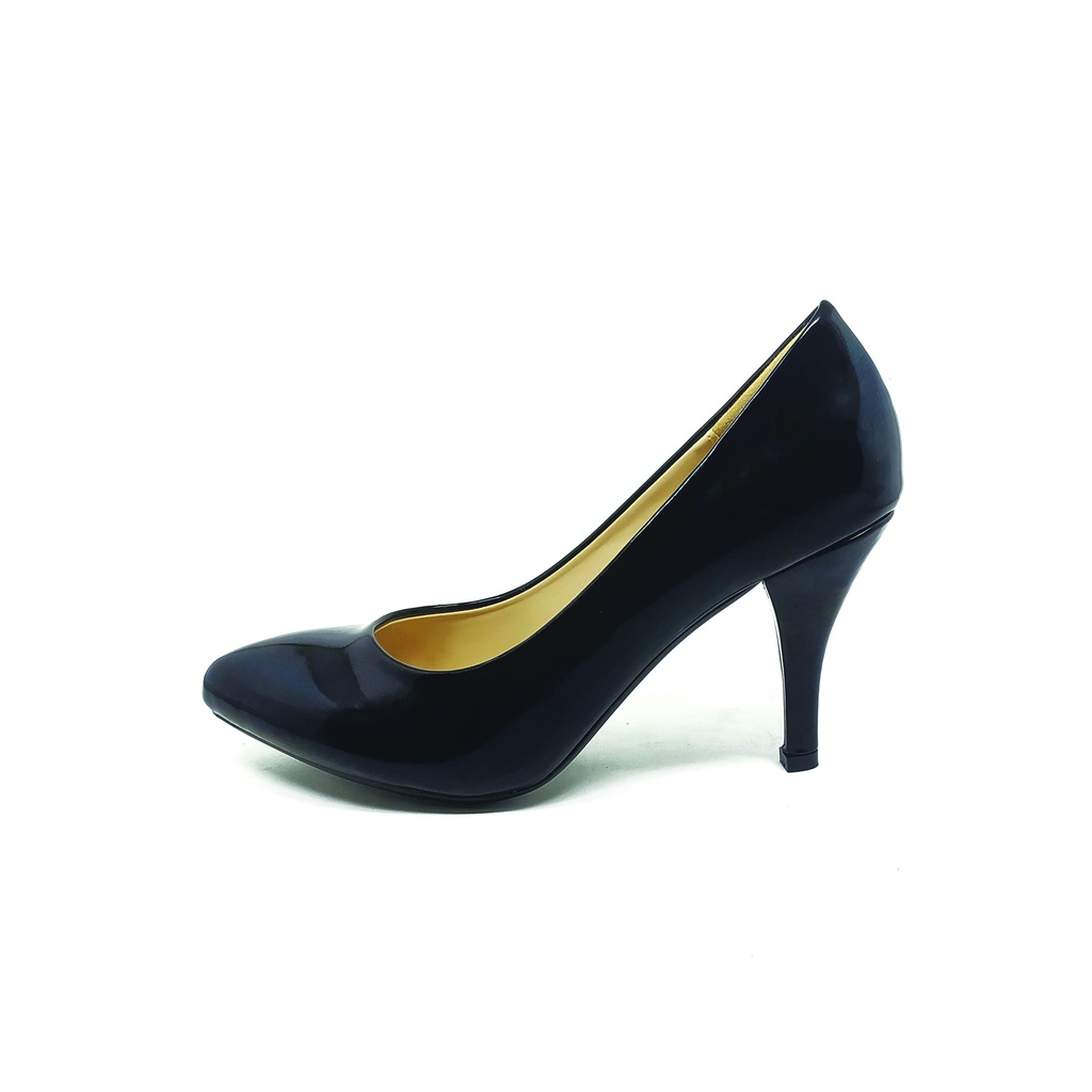 Workswell Sepatu Kerja Wanita Medium Heels 8cm Kode 1720 Hitam Glossy