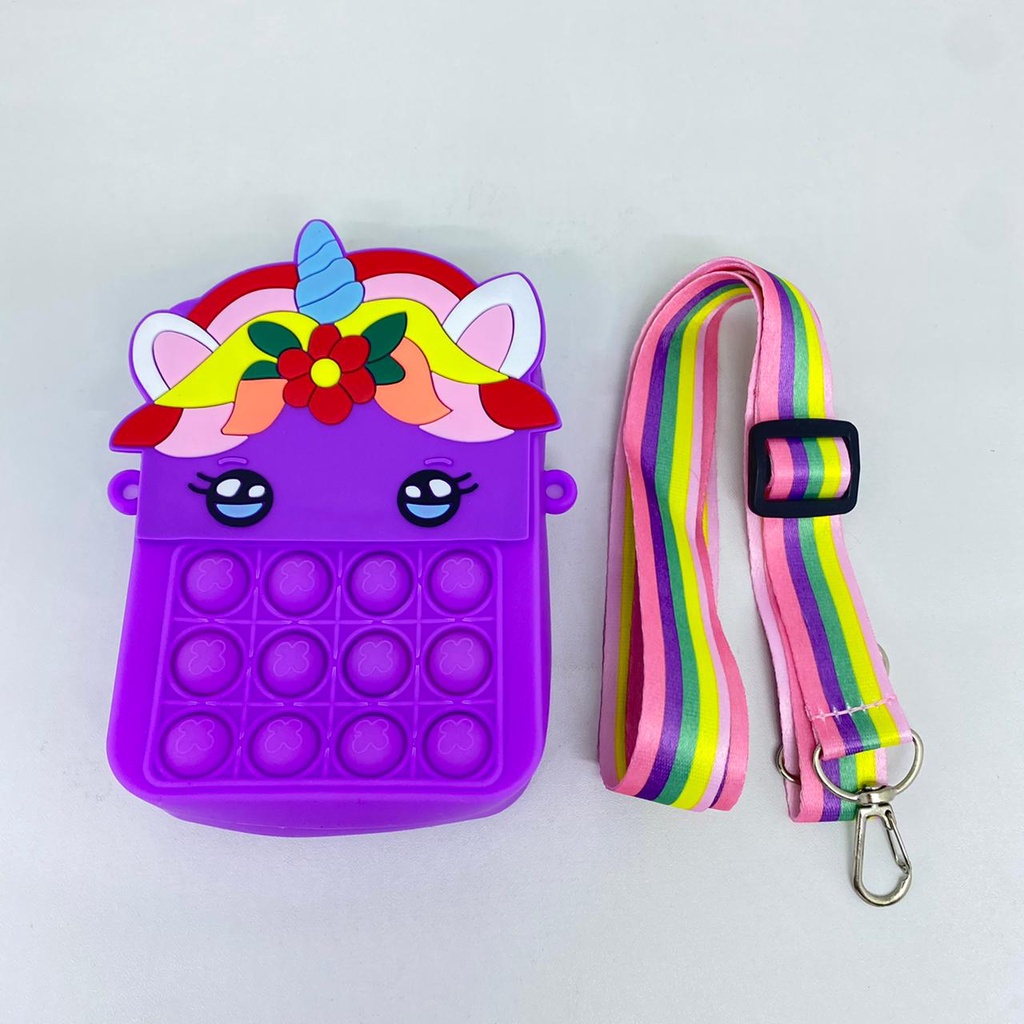 Pop It Unicorn Wallet Cross Mini Bag Tas Pop It Mini Dompet Anak Rainbow