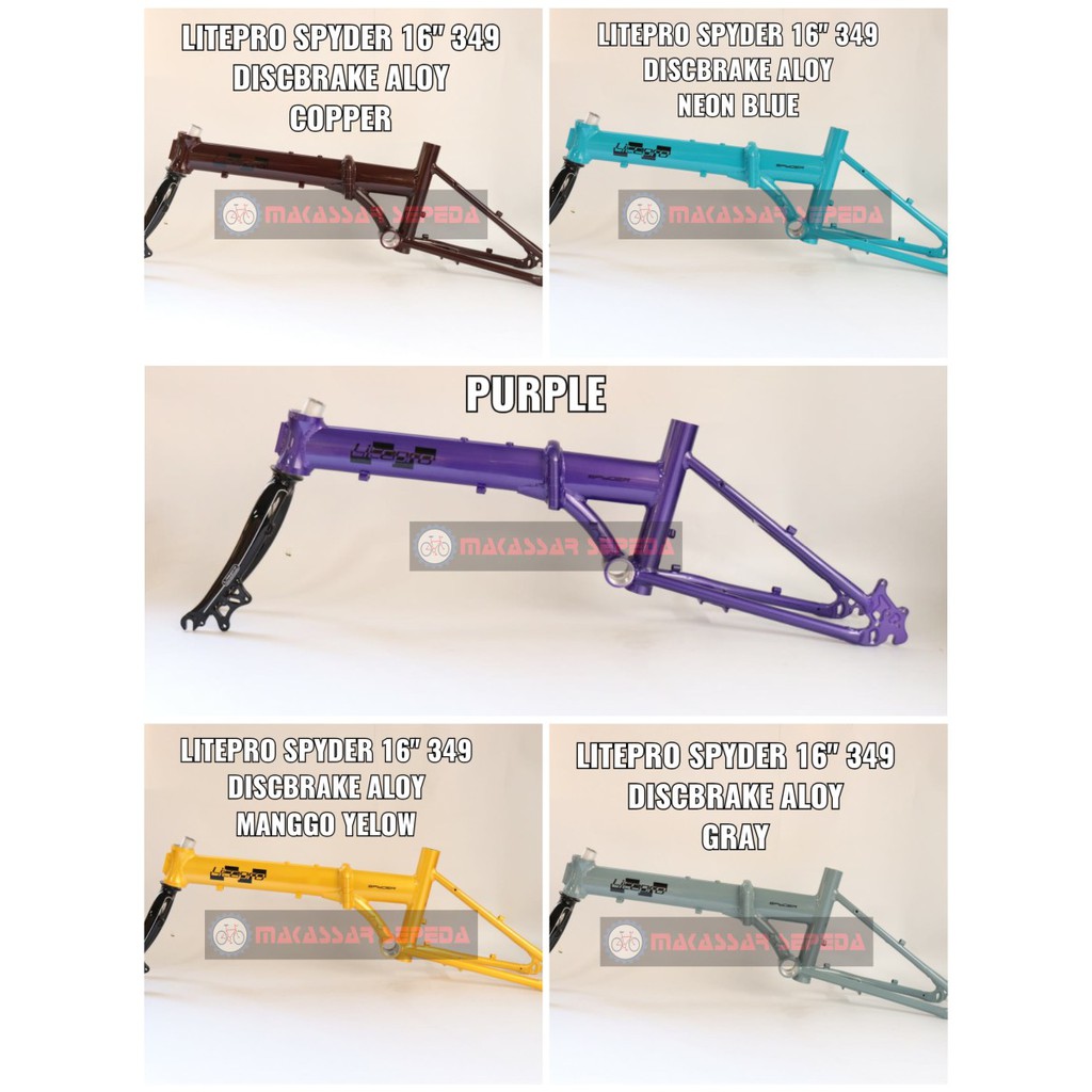 FRAME SEPEDA LIPAT LITEPRO SPYDER 16 349 ALLOY DISCBRAKE PLUS HANDLEPOST