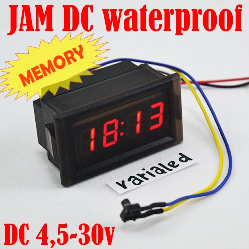 Jam Digital DC Mini Clock Watch Motor & Mobil 4.5-30V Waterproof MERAH
