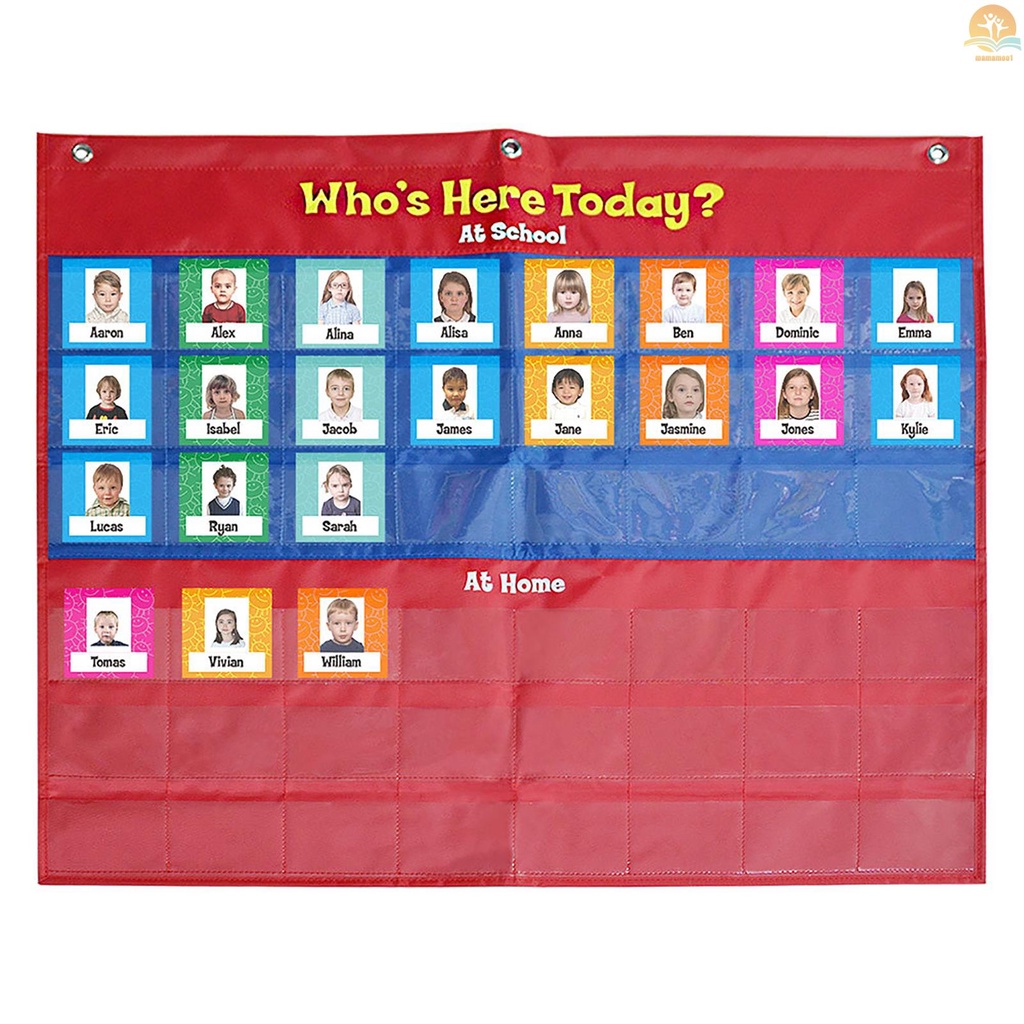 School Classroom Attendance Pocket Chart with 72 Color Cards Teacher Accessories for Classroom Management Early Education