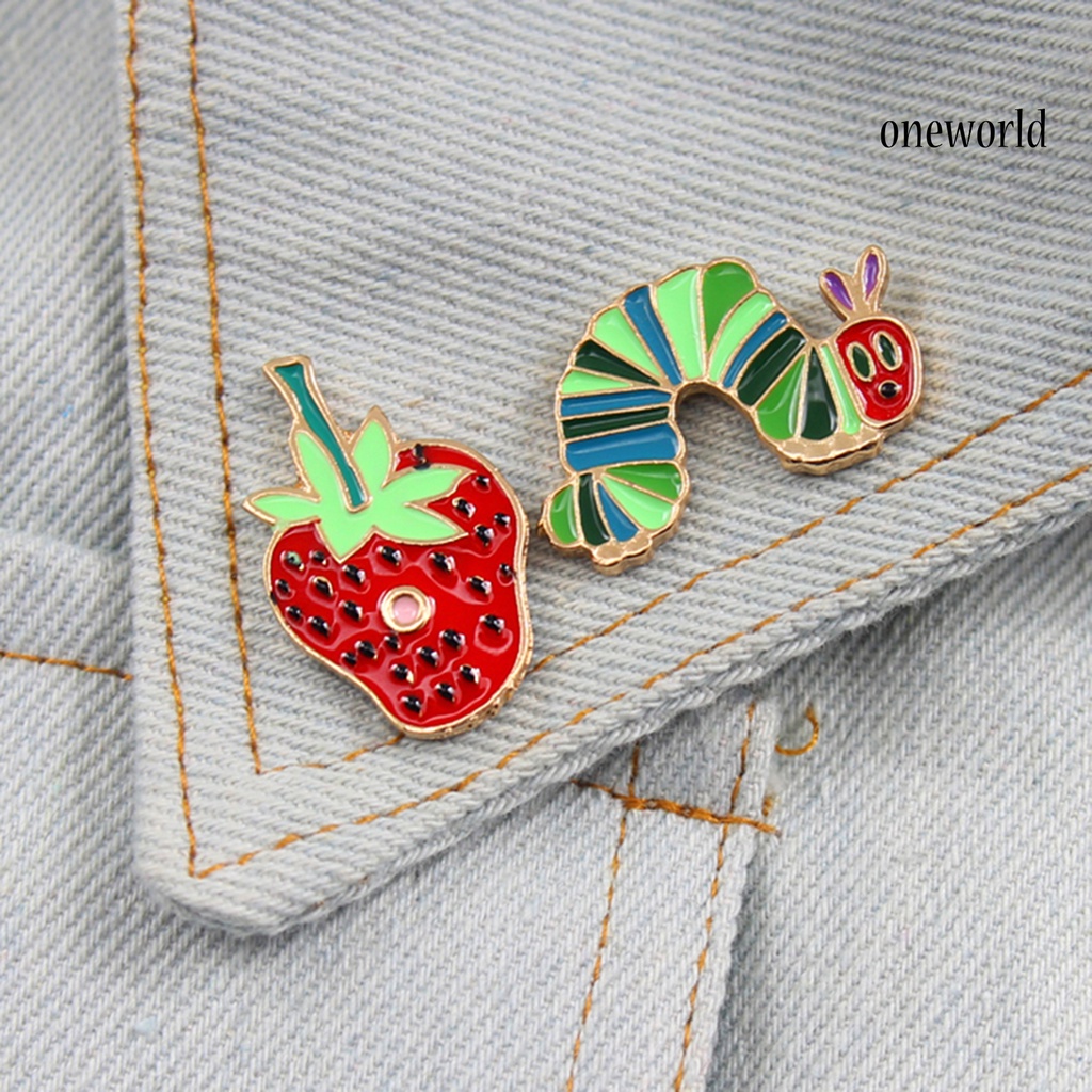 OW@ Brooch Pin Strawberry Shape Portable Unisex Funny Enamel Brooch Pin Set for Daily Life