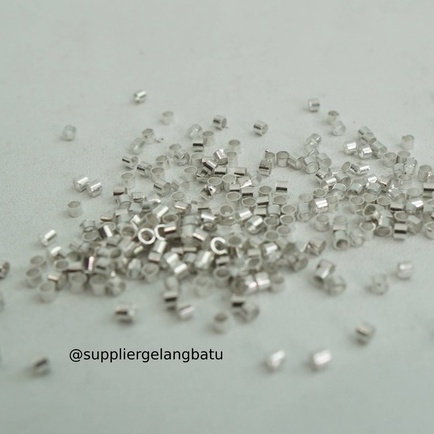Aksesoris stopper kecil 2mm silver bahan rangkai gelang kalung tali