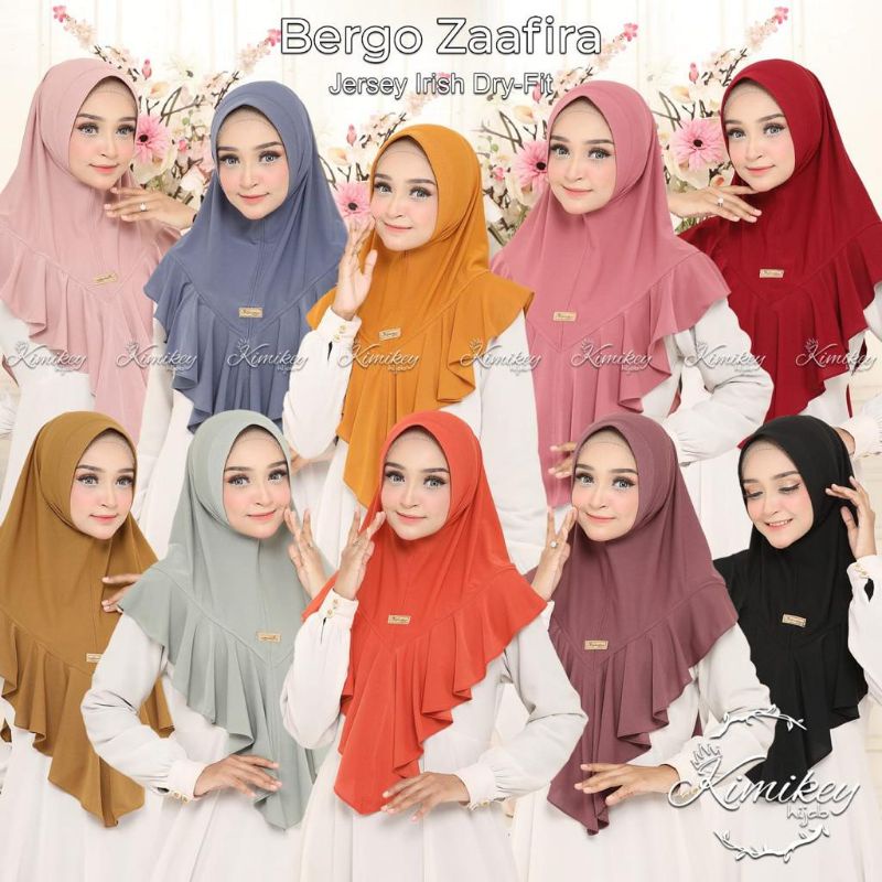 ZAAFIRA Kimikey Hijab Jilbab Instan Premium Jersey Irish Dry Fit Kerudung Bergo Pad Rempel Zafira ki