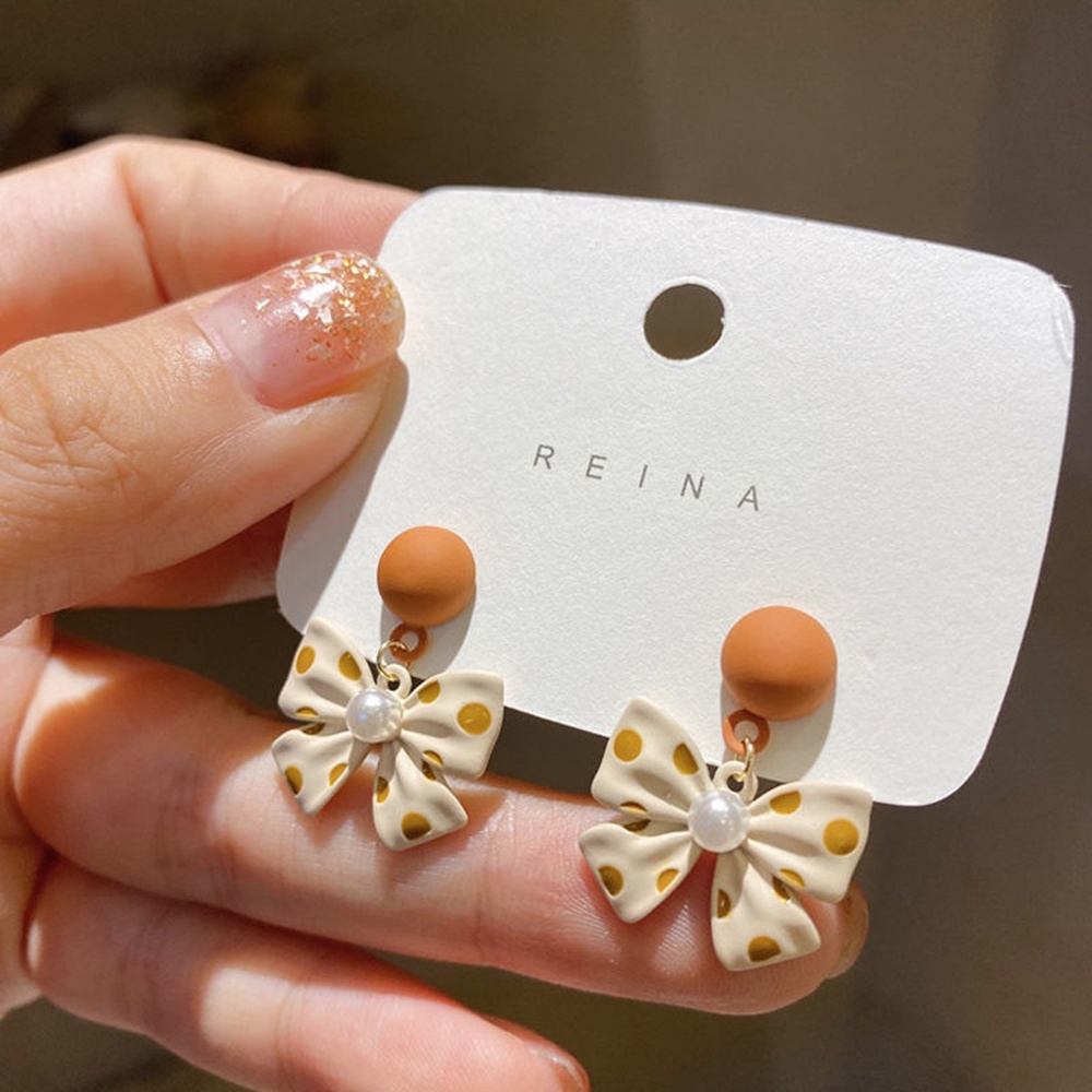 Anting Tusuk Gantung Desain Pita Gaya Retroelegan Untuk Wanita